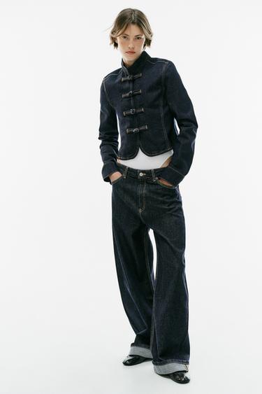 CAZADORA DENIM TRF ENTALLADA ALAMARES - Índigo oscuro de Zara