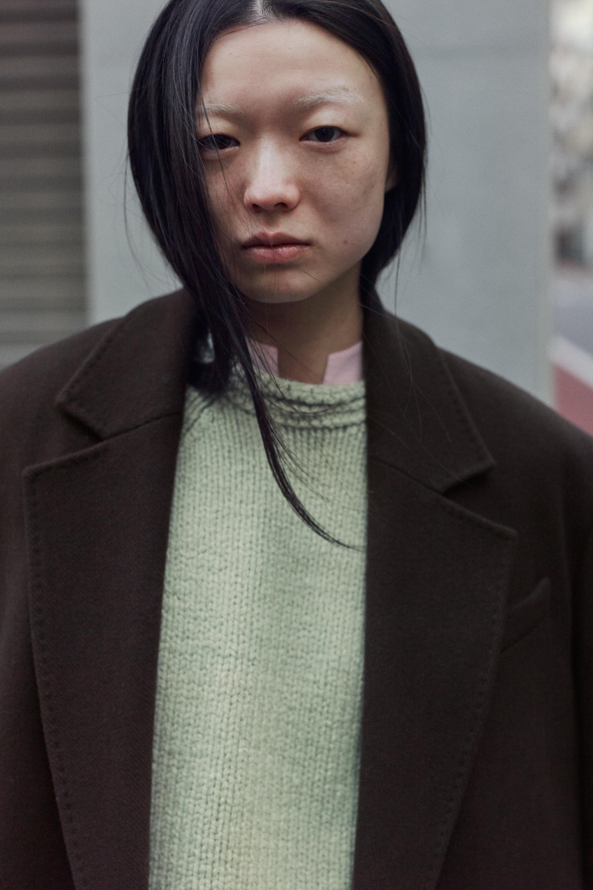 アシンメトリーヘムニットセーター - ウォーターグリーン | ZARA Japan