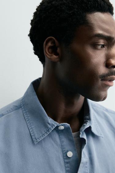 CHEMISE FLUIDE DÉLAVÉE - Bleu de Zara - Image 4