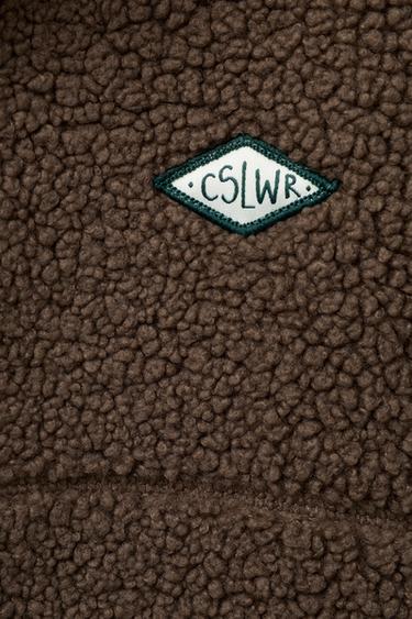 FAUX SHEARLING JACKET WITH HOODIE - Brown by Zara - Image 7