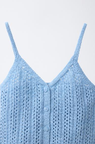 POINTELLE KNIT TOP - Sky blue by Zara - Image 2