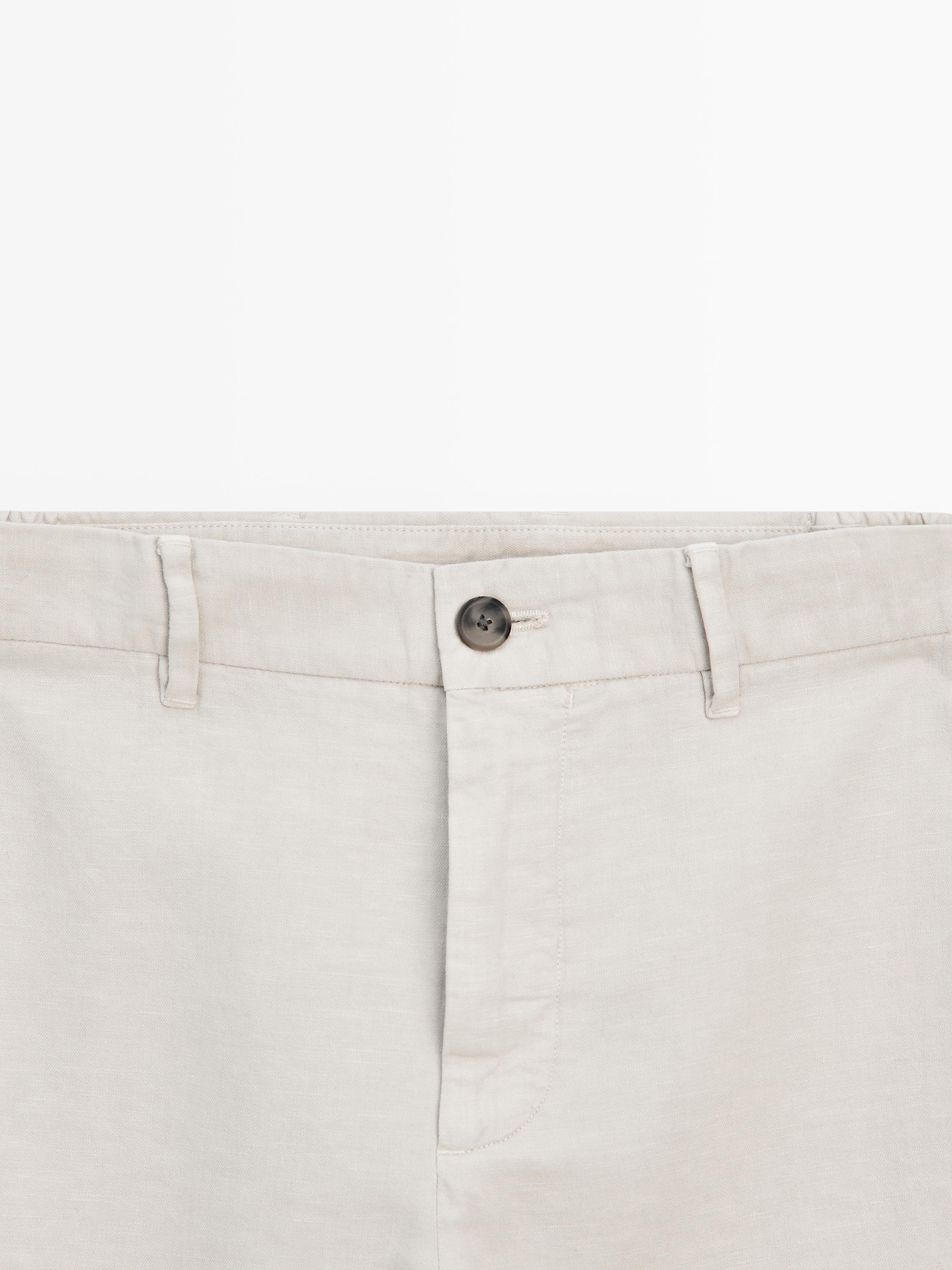 Linen blend tapered fit trousers