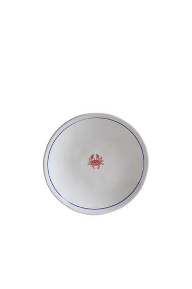MARINE ANIMAL STONEWARE SIDE PLATE - أبيض / أحمر الخاص بـ Zara