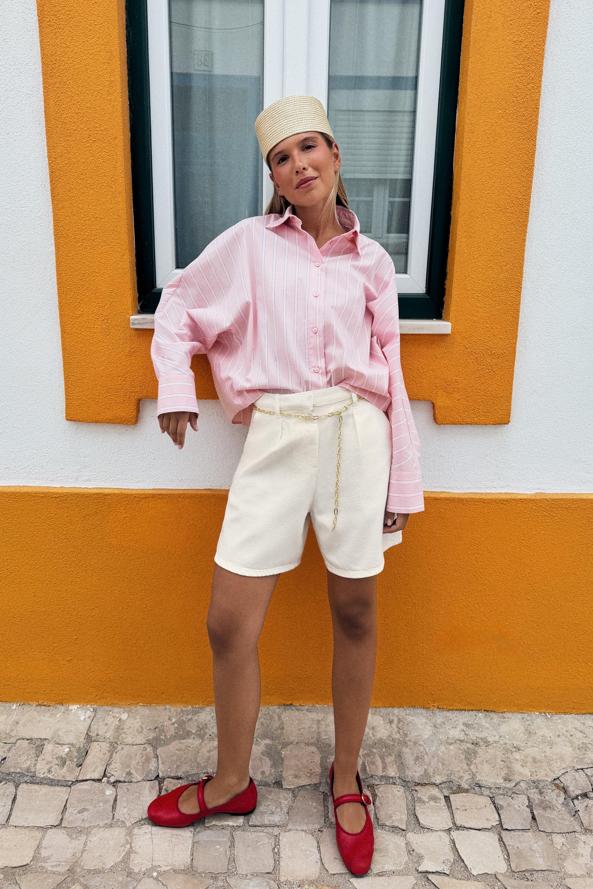 Z1975 DENIM BERMUDA SHORTS WITH CHAIN BELT — White
