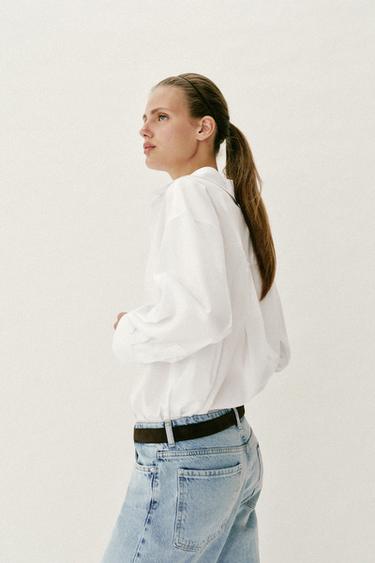 BASIC POPLIN SHIRT - White by Zara - Image 5