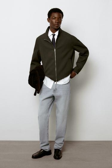 Zara Stonewashed tapered-fit jeans - Gray marl - Image 0