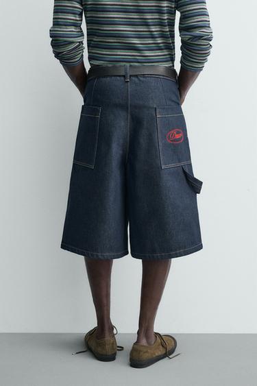 JORTS EN DENIM AVEC POCHE BRODÉE - Indigo de Zara - Image 2
