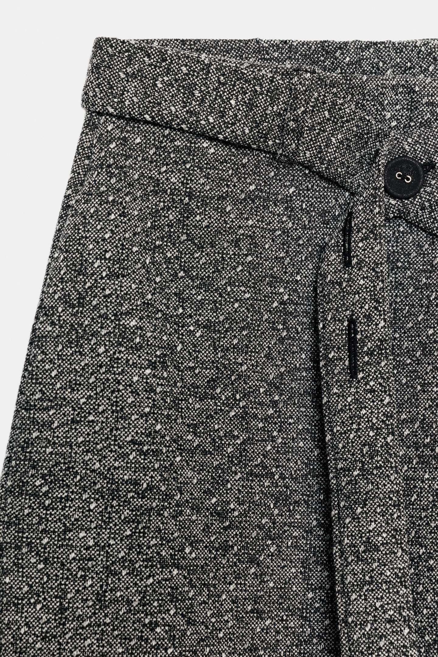 Женские брюки Zara Textured Belted, цвет: Чёрный / Белый — фото 8