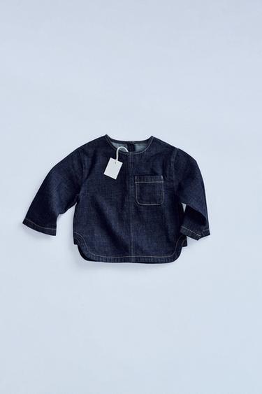 Zara TIMELESS - TOPSTITCHED DENIM SHIRT - Dark indigo