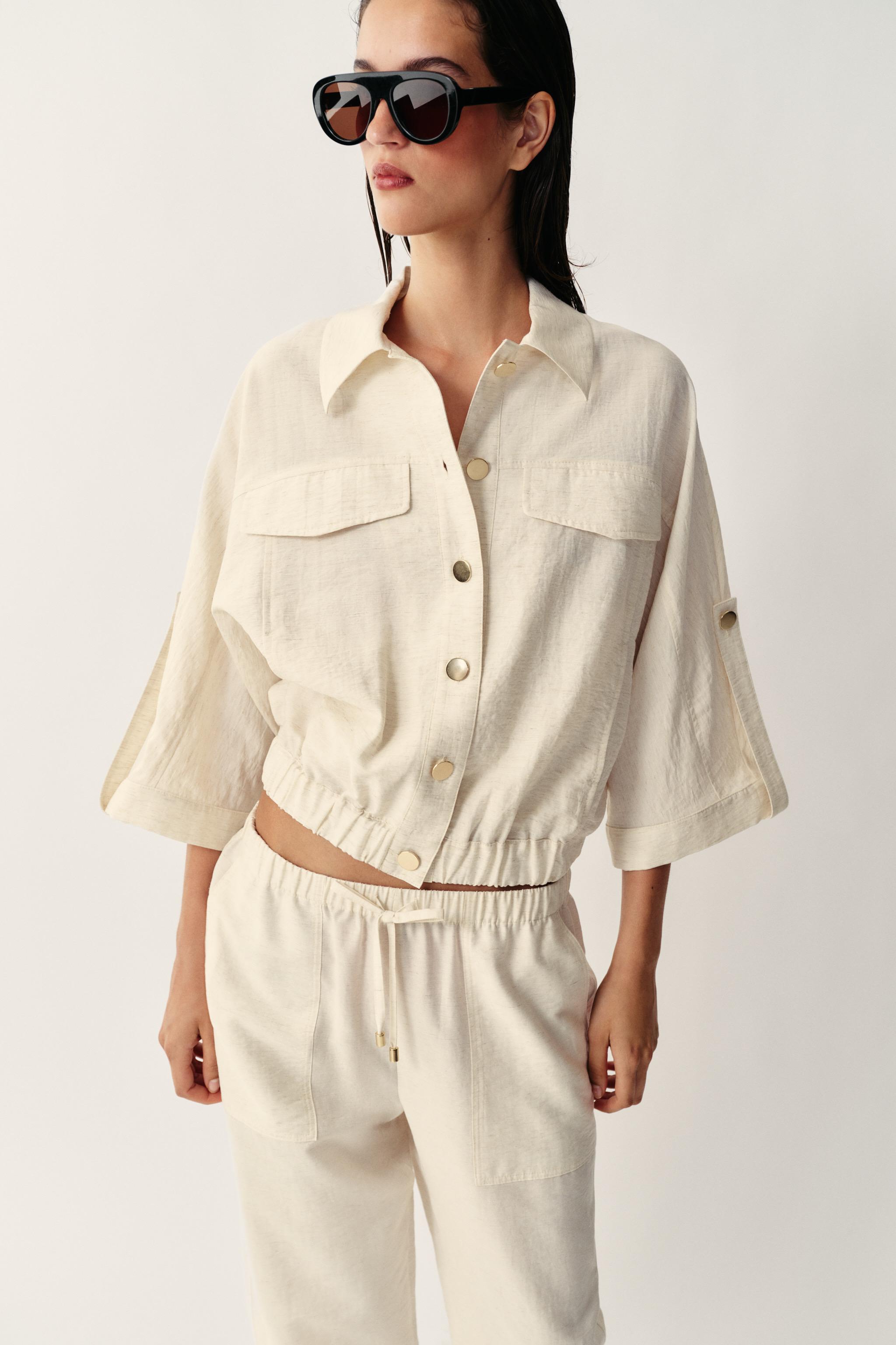 Женские блузки Zara ROLL-UP SLEEVE SAFARI BLOUSE — фото 2