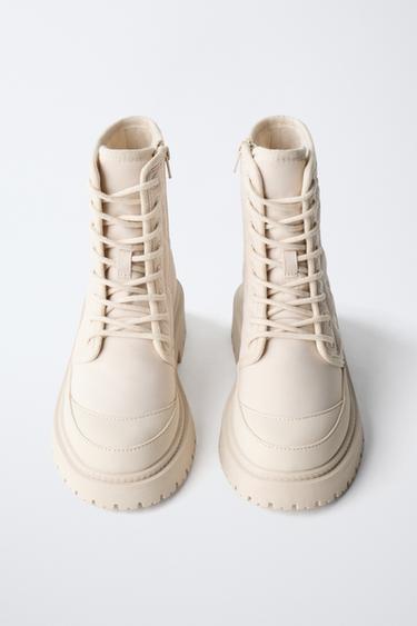BOTTINES MATELASSÉES - Blanc écru de Zara - Image 3