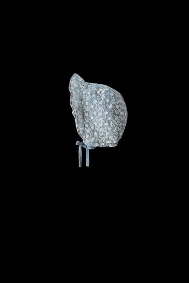 SWISS EMBROIDERY BONNET - Blue marl by Zara