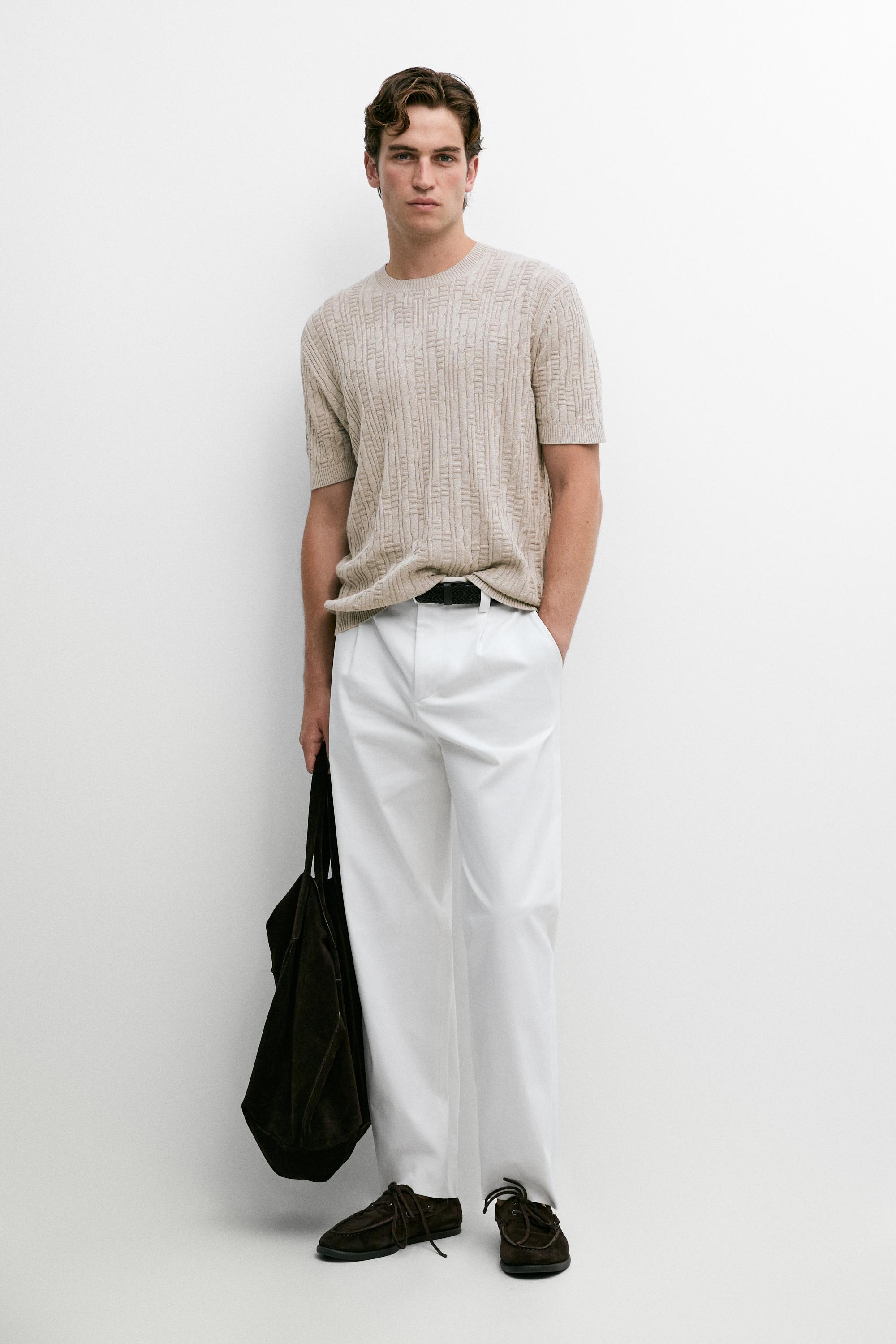 Cotton blend knit sweater — Mink