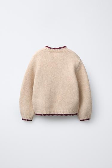 PULL EN MAILLE AVEC PIÈCES EN CROCHET - Beige clair de Zara - Image 1