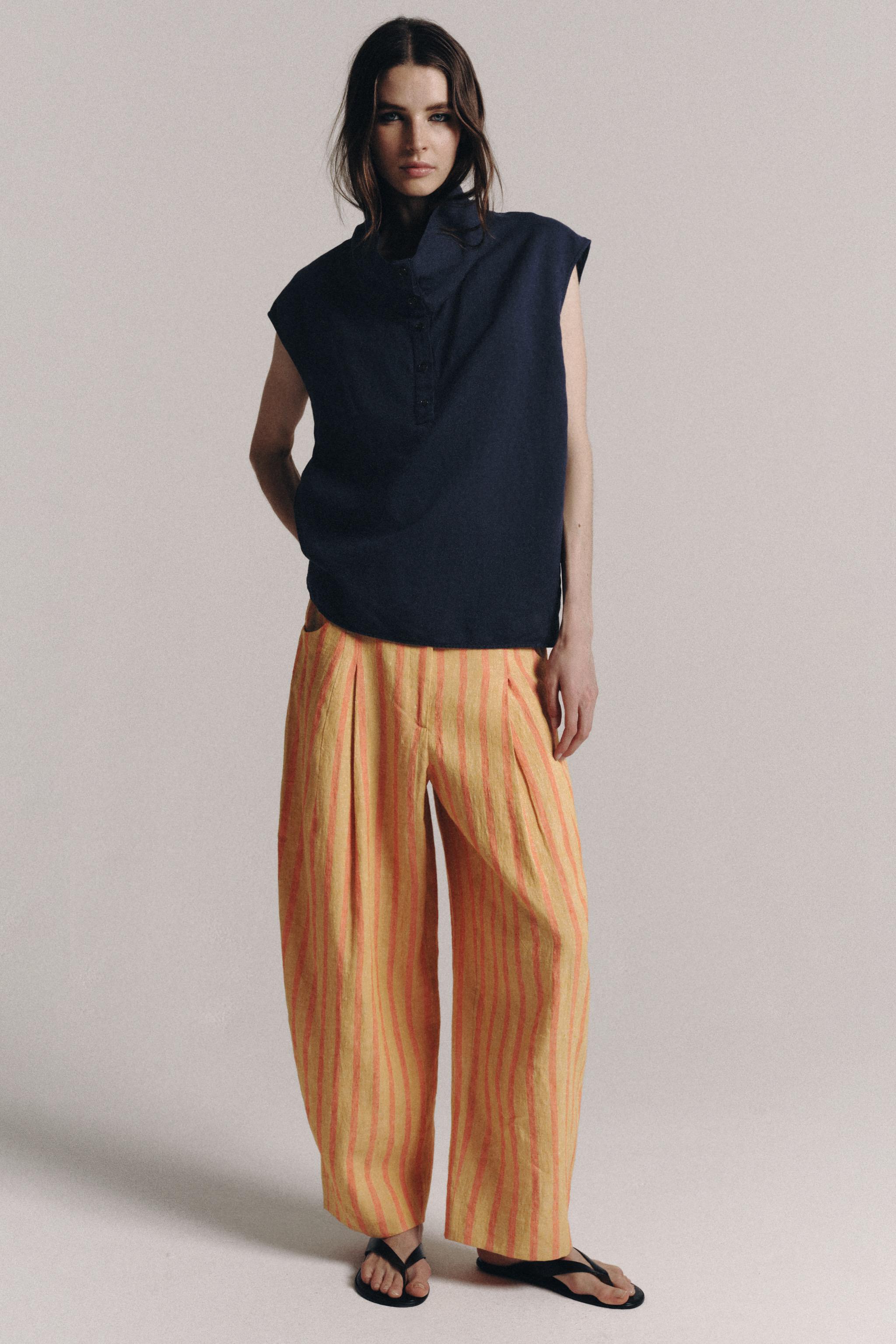 LINEN BLEND SHIRT ZW COLLECTION — Navy blue