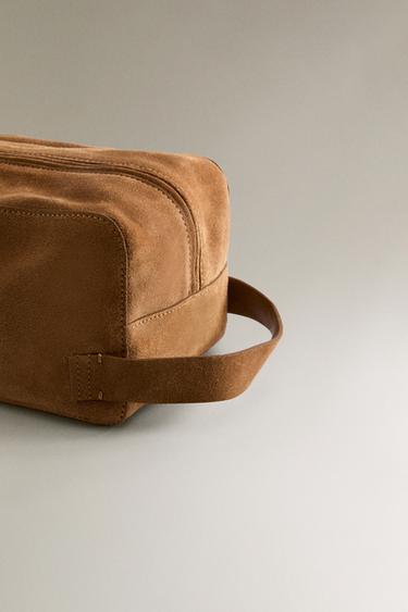SPLIT LEATHER WASH BAG - Brown by Zara - Image 4