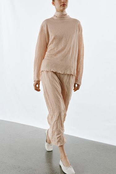 KNIT JUMPER WITH CRINKLE EFFECT BOW - Beige-pink by Zara - Image 4