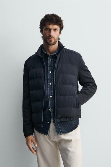 Zara PADDED COMBINATION JACKET - Navy blue