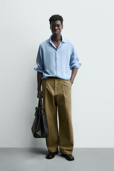 STRIPED JACQUARD SHIRT - Light blue by Zara