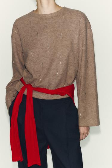 სვიტერი CANALÉ ბრჭყვიალა - Zara-ს Beige marl