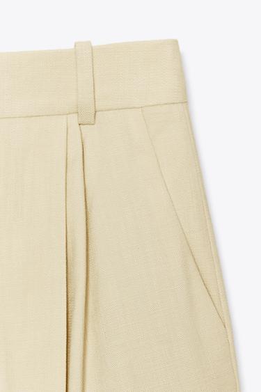 PANTALON LARGE À PINCES ZW COLLECTION - Jaune pastel de Zara - Image 8
