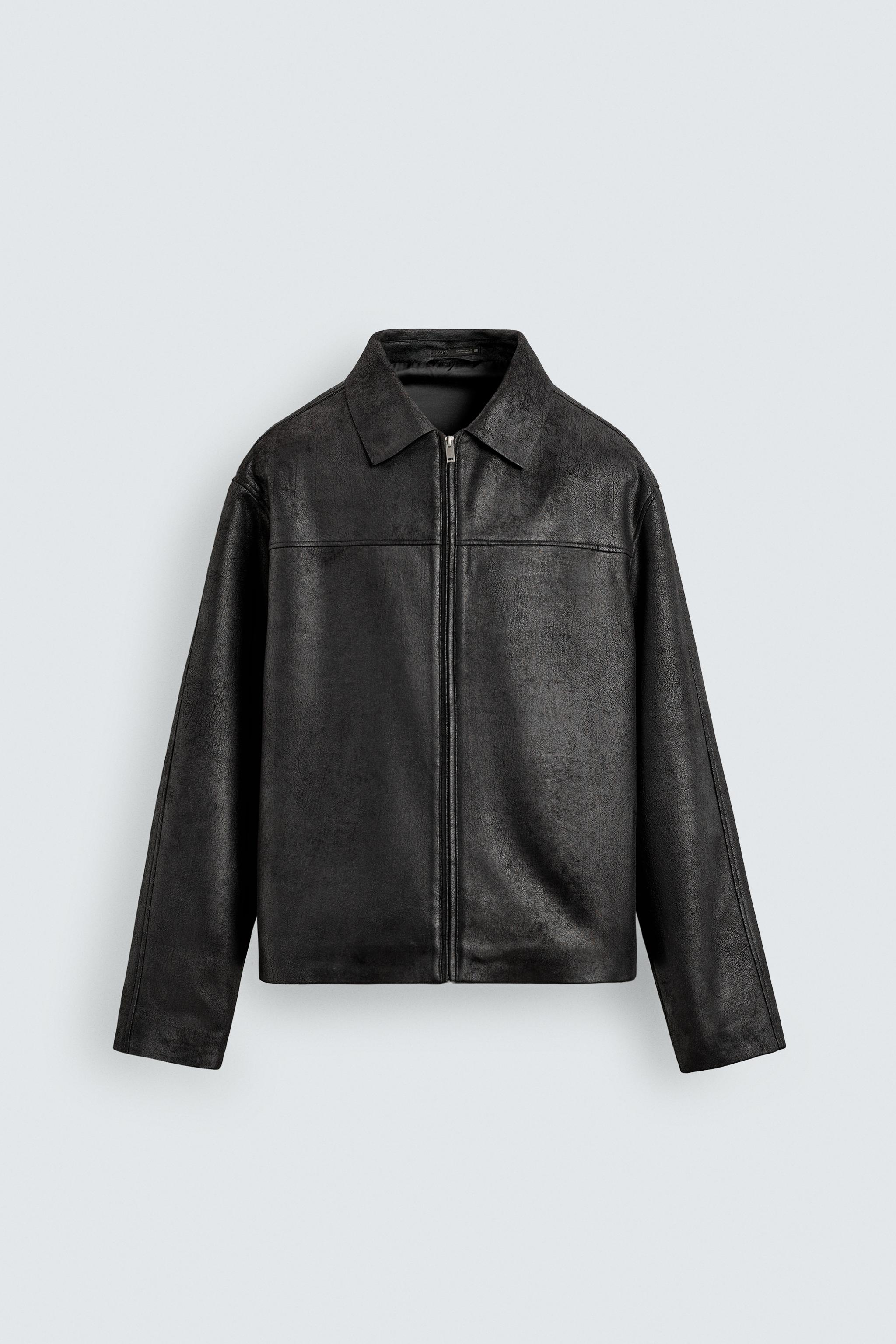 ウォッシュドフェイクレザージャケット - オリーブオイル | ZARA Japan