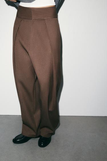 PANTALON BALLON À PLIS - Marron clair de Zara