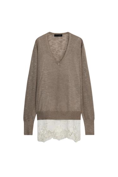 PULLOVER AUS STRICK-MATERIALKOMBINATION - Beige von Zara - Bild 0