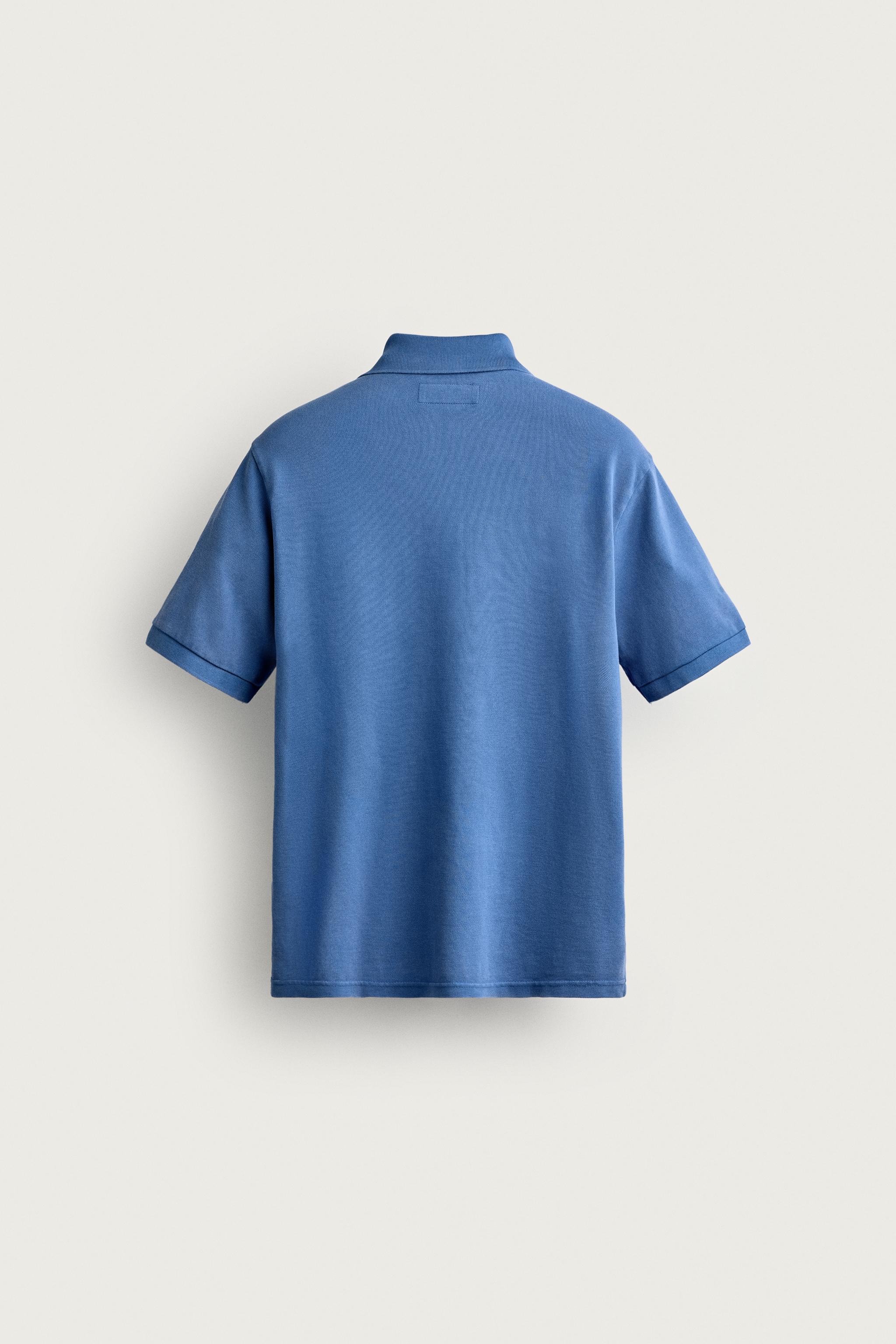 Zara YIKAMA EFEKTLİ DOKULU REGULAR FIT POLO T-SHIRT görsel 8