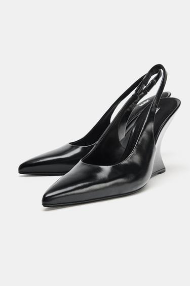 WEDGE SLINGBACK SHOES - Black by Zara