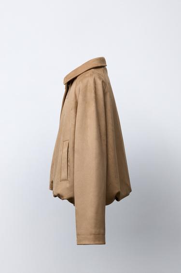 FAUX SUEDE BOMBER JACKET - Sand by Zara - Image 2