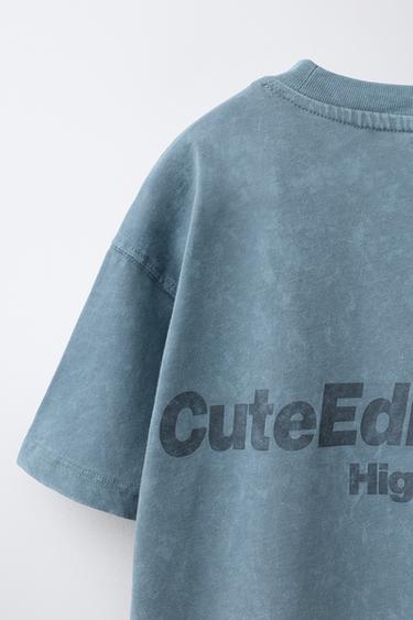 T-SHIRT IMPRIMÉ EN RELIEF - Gris anthracite de Zara - Image 3