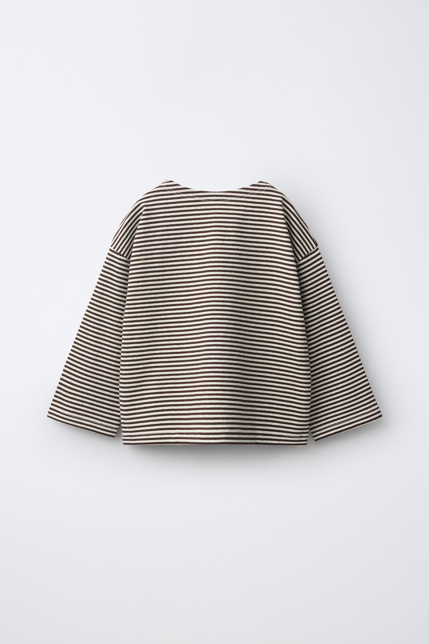 Детская футболка Zara Timeless - Striped Print, цвет: Коричневый — фото 5