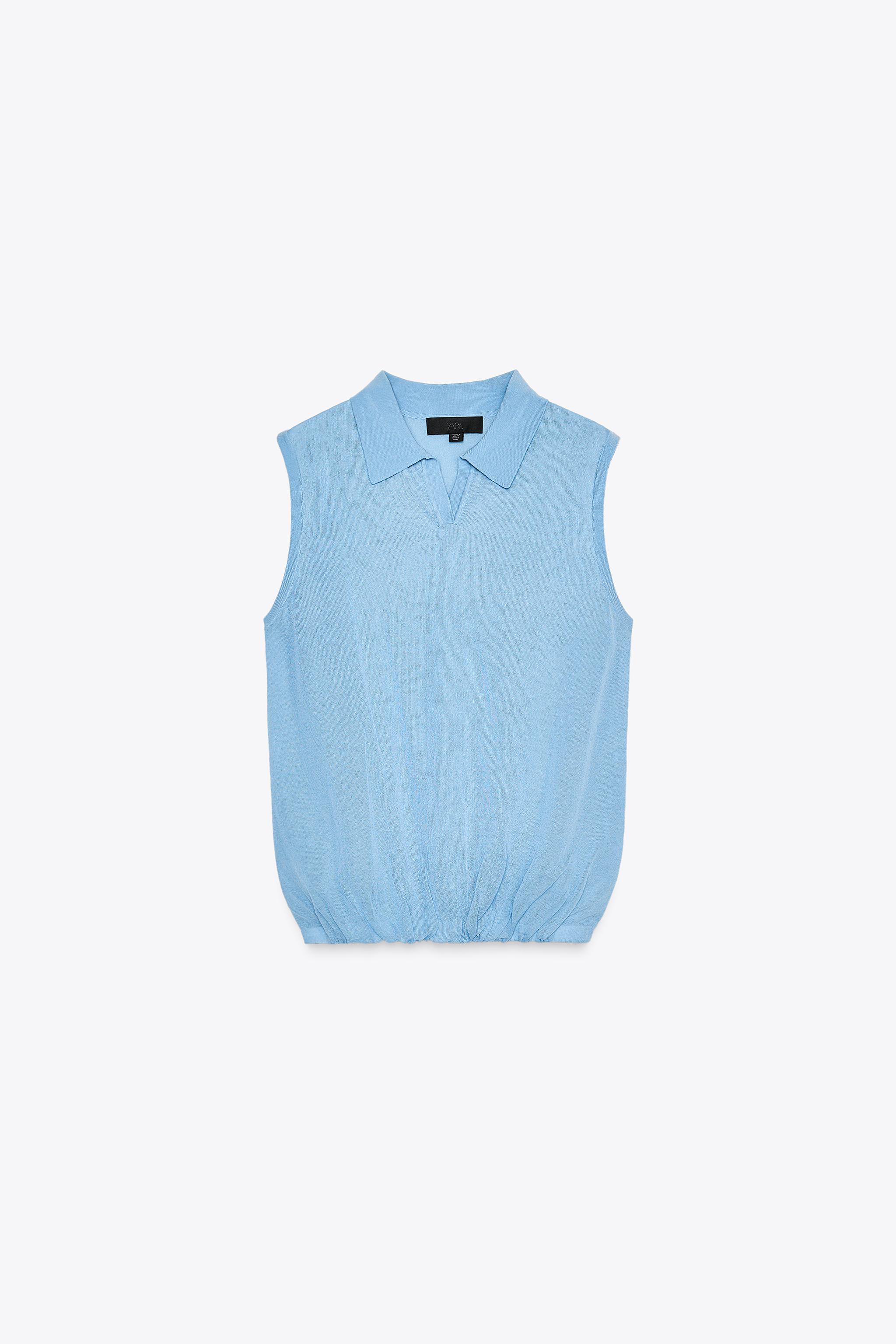 ジュエルニットトップス ライトブルー Sサイズ ZARA ジュエルニットトップス ライトブルー Sサイズ ZARA - メルカリ