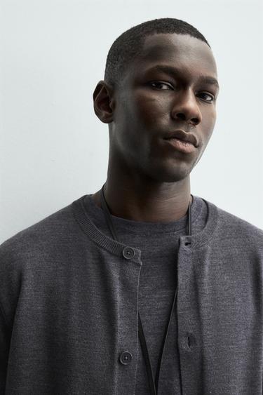 CARDIGAN REGULAR FIT AVEC LAINE - Gris anthracite de Zara - Image 4