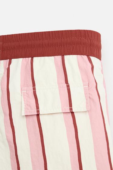 STRIPED LONG SWIMMING TRUNKS - Pink by Zara - Image 3