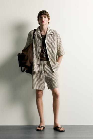 Zara RELAXED FIT PLAID SHIRT - Light beige - Image 0