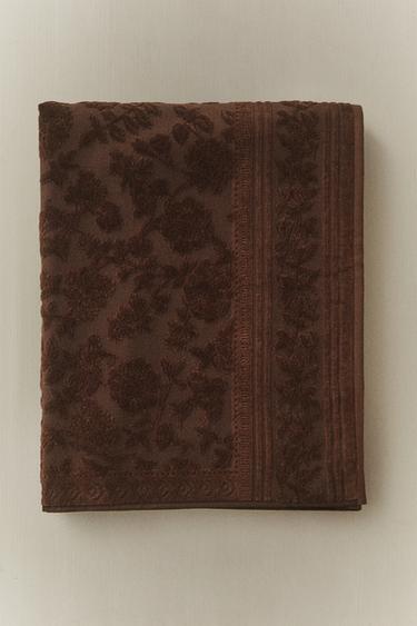 Zara JACQUARD VELOUR BATH TOWEL - Terracotta