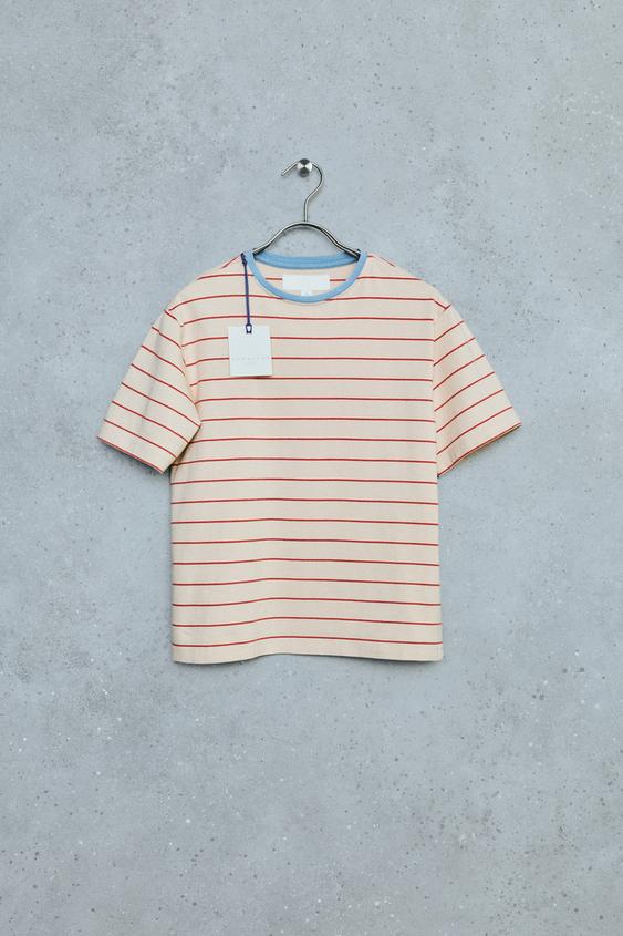 STORIESZ - WASHED-EFFECT CONTRAST NECK T-SHIRT - Mid-ecru by Zara - Image 0