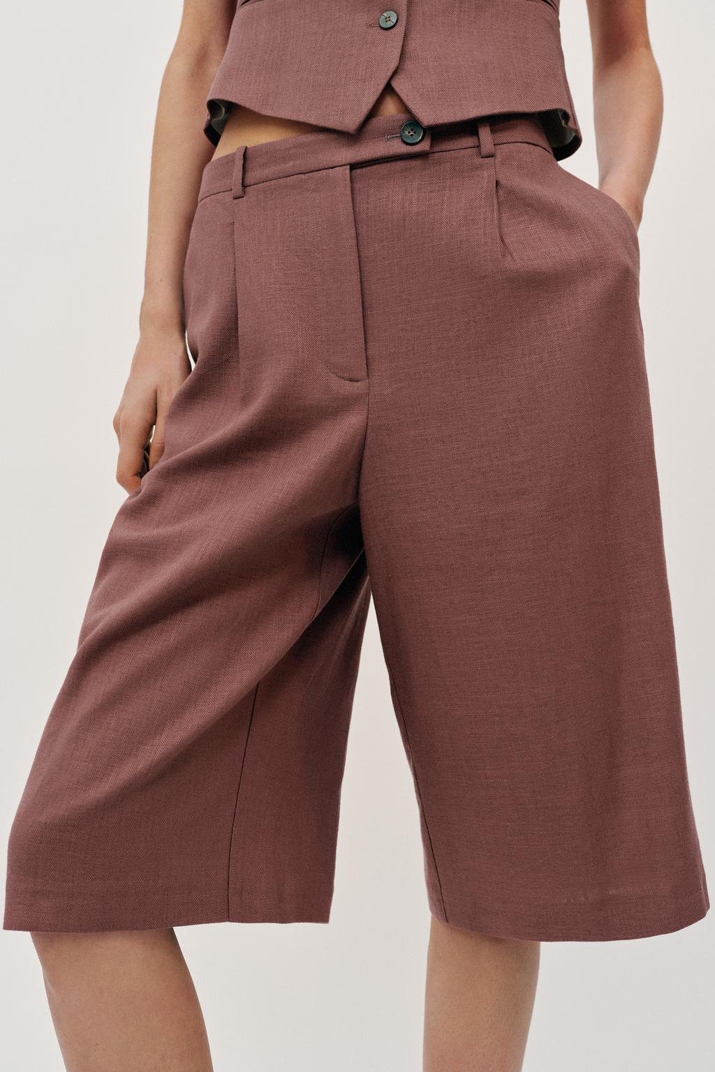 LONG LINEN BLEND SHORTS - image 2