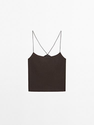 Zara Textured strappy top - Brown