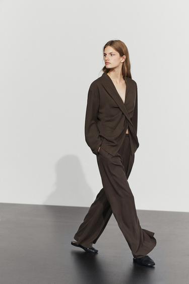 Zara Flowing blouse with draped detail - Brown