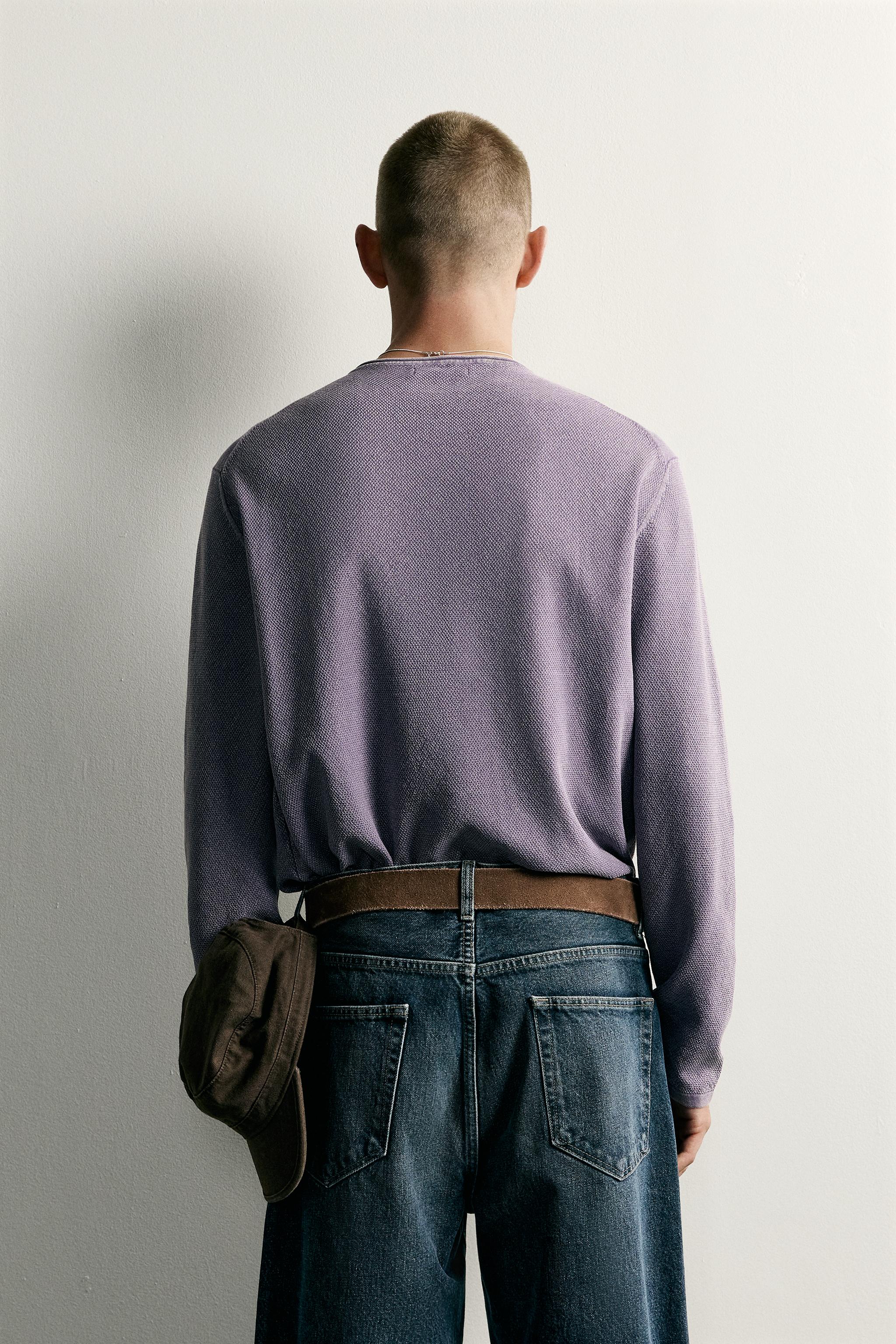 Мужские свитеры Zara RELAXED FIT WASHED TEXTURE SWEATER — фото 3