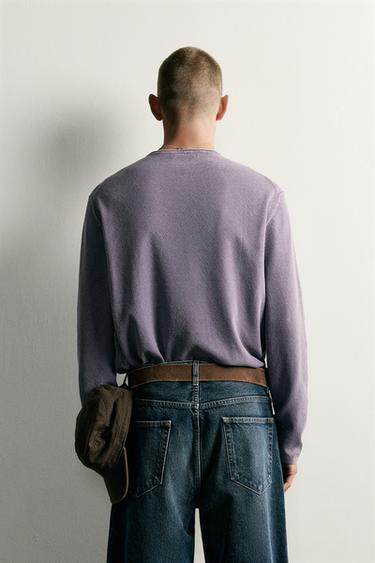 RELAXED FIT WASHED TEXTURE SWEATER — 683 2