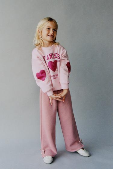 PANTALÓN AFELPADO LAZOS CON BRILLOS - Rosa medio de Zara