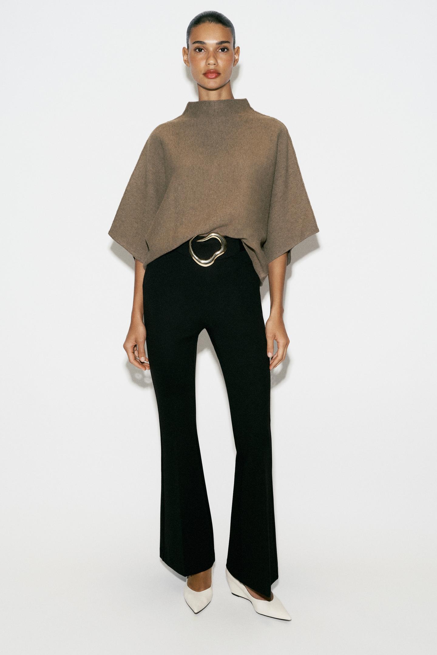 Женский свитер Zara Wide Sleeve Knit, цвет: Карамельный — фото 1
