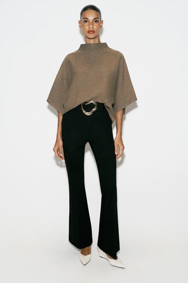 WIDE SLEEVE KNIT SWEATER — Caramel 2