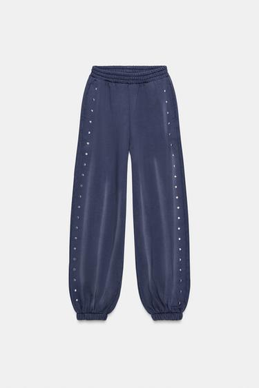 PANTALÓN JOGGER LAVADO TACHAS - Azul de Zara