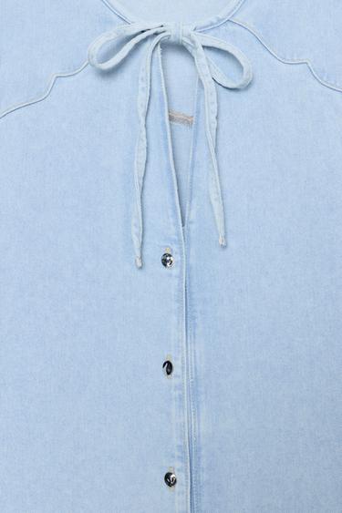 CHEMISE Z1975 EN DENIM AVEC NŒUD - Bleu clair de Zara - Image 7