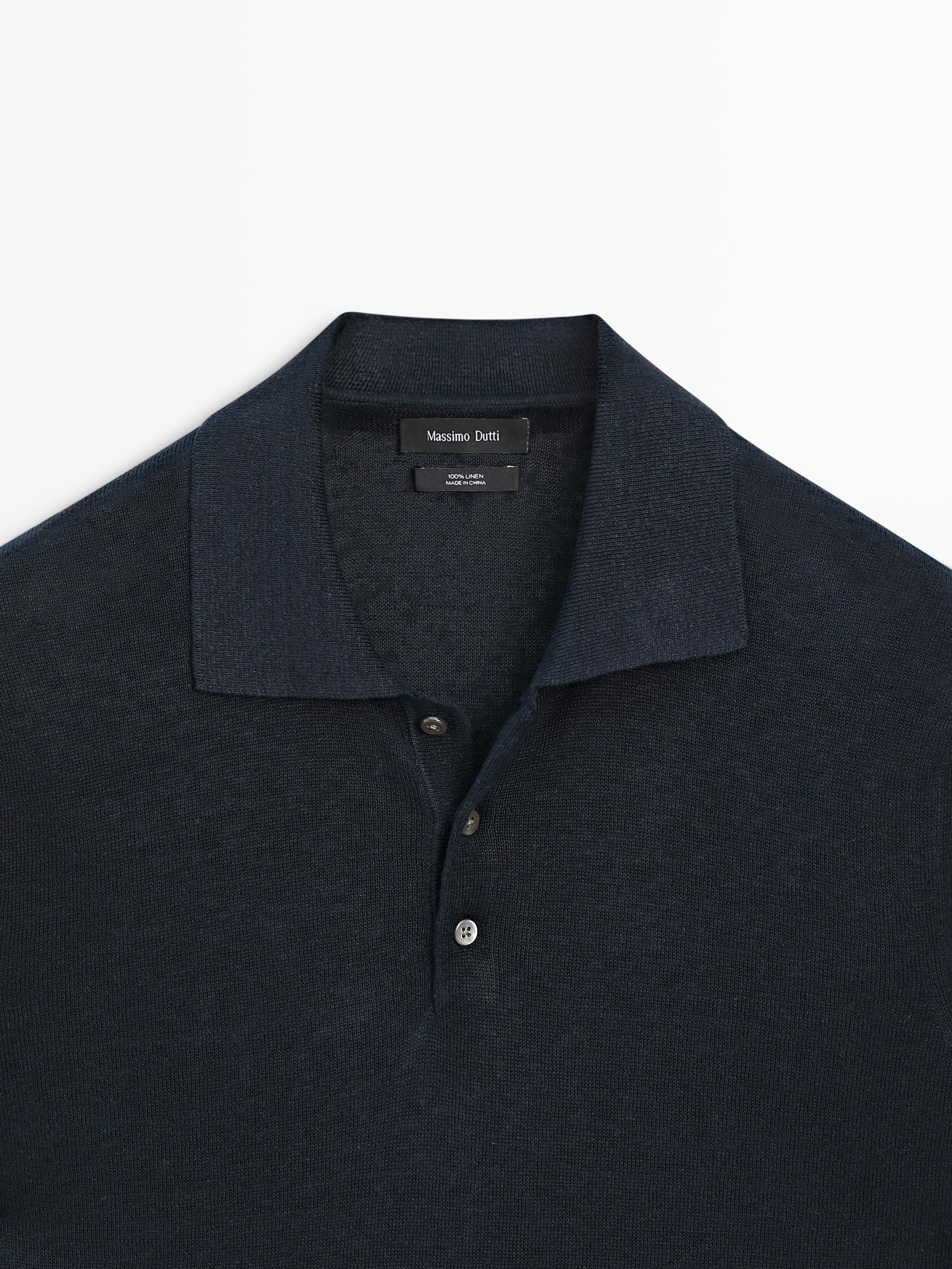 Linen knit polo sweater